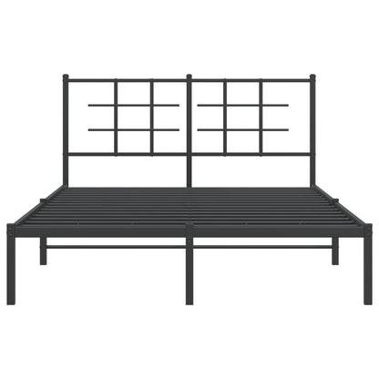 vidaXL Metal Bed Frame without Mattress with Headboard Black 140x200cm