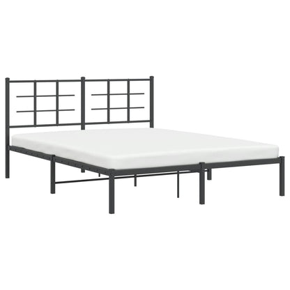 vidaXL Metal Bed Frame without Mattress with Headboard Black 150x200cm