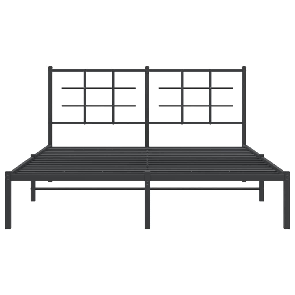 vidaXL Metal Bed Frame without Mattress with Headboard Black 150x200cm