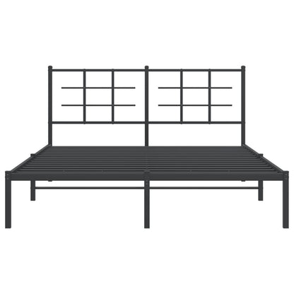 vidaXL Metal Bed Frame without Mattress with Headboard Black 150x200cm