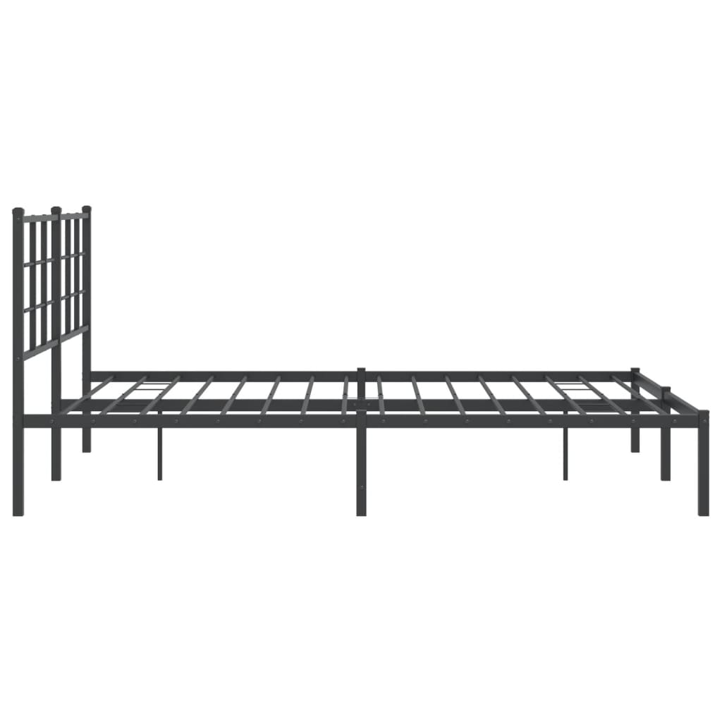 vidaXL Metal Bed Frame without Mattress with Headboard Black 150x200cm