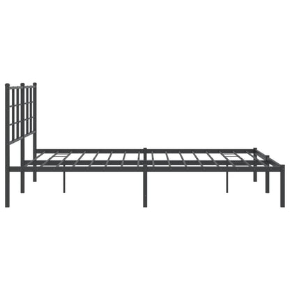 vidaXL Metal Bed Frame without Mattress with Headboard Black 150x200cm