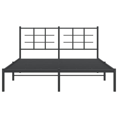 vidaXL Metal Bed Frame without Mattress with Headboard Black 160x200cm