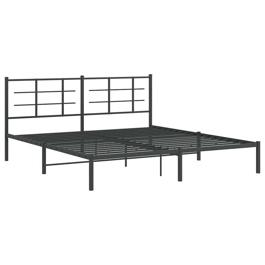 vidaXL Bed Frame | Black | Powder-Coated Steel | Double | Modern & Durable