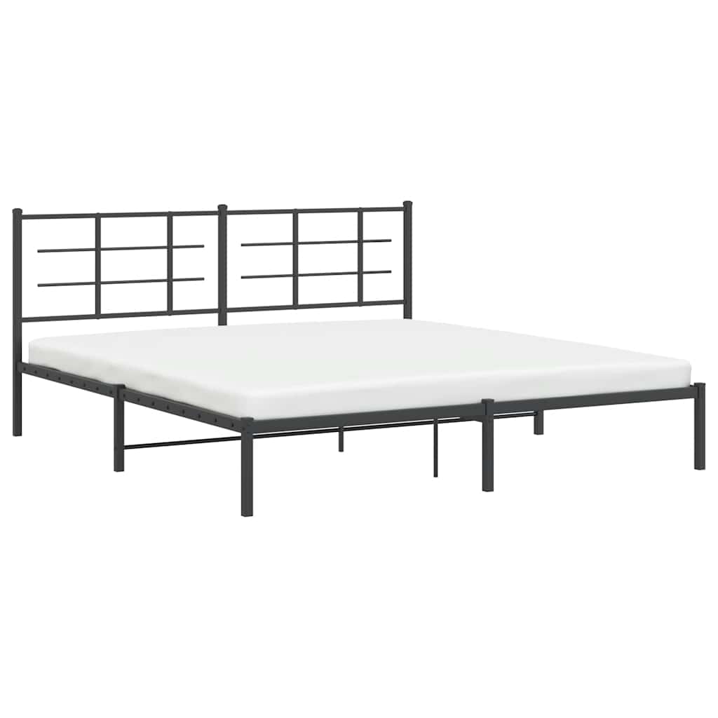 vidaXL Bed Frame | Black | Powder-Coated Steel | Double | Modern & Durable