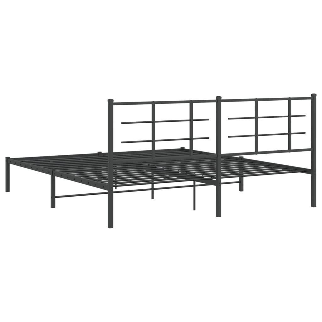 vidaXL Bed Frame | Black | Powder-Coated Steel | Double | Modern & Durable