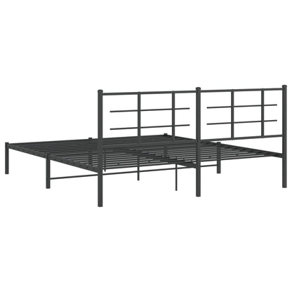 vidaXL Bed Frame | Black | Powder-Coated Steel | Double | Modern & Durable