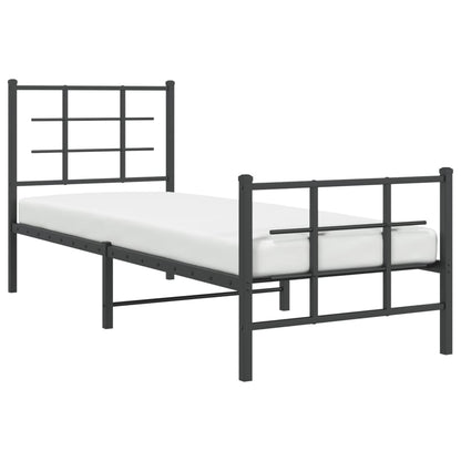 vidaXL Metal Bed Frame without Mattress with Footboard Black 75x190cm