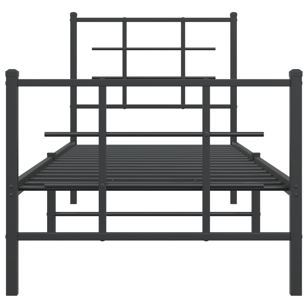 vidaXL Metal Bed Frame without Mattress with Footboard Black 75x190cm