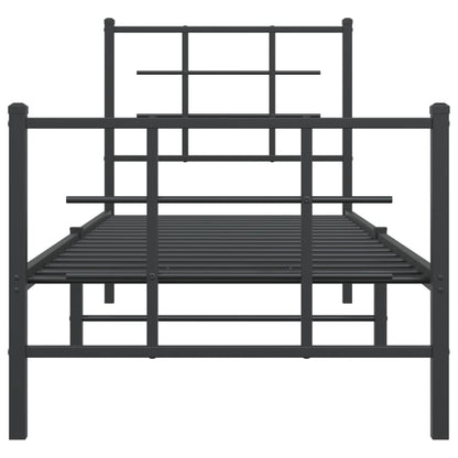 vidaXL Metal Bed Frame without Mattress with Footboard Black 75x190cm