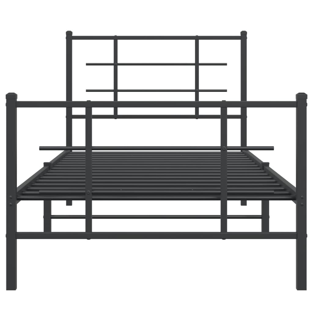 vidaXL Metal Bed Frame without Mattress with Footboard Black 90x200cm