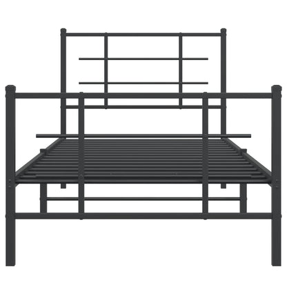 vidaXL Metal Bed Frame without Mattress with Footboard Black 90x200cm