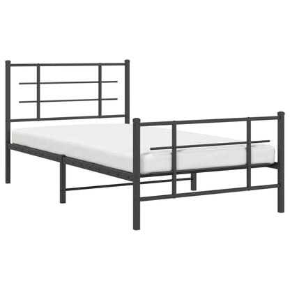 vidaXL Metal Bed Frame without Mattress with Footboard Black 100x190cm