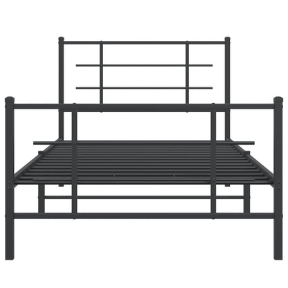 vidaXL Metal Bed Frame without Mattress with Footboard Black 100x190cm