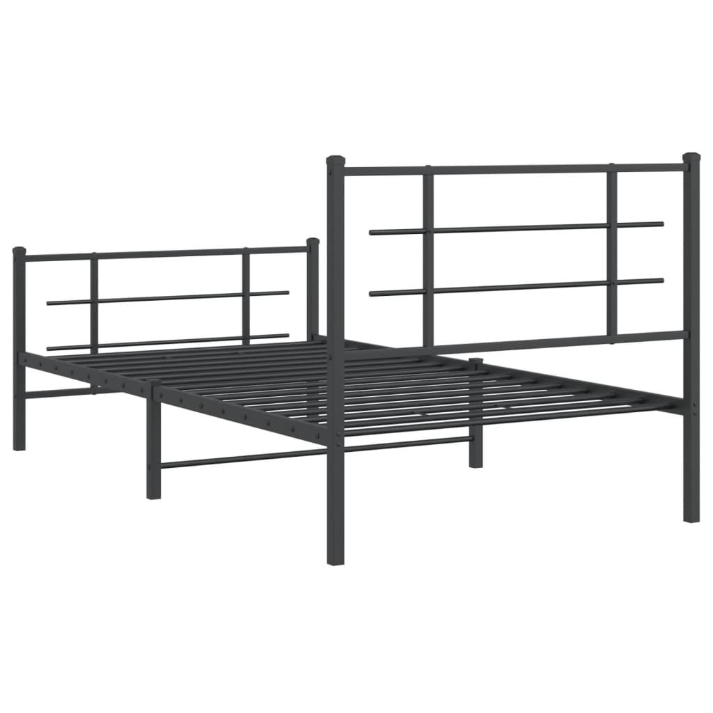 vidaXL Metal Bed Frame without Mattress with Footboard Black 100x190cm