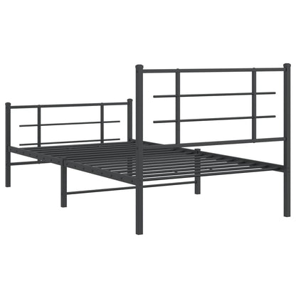 vidaXL Metal Bed Frame without Mattress with Footboard Black 100x190cm