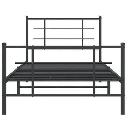 vidaXL Metal Bed Frame without Mattress with Footboard Black 100x200cm