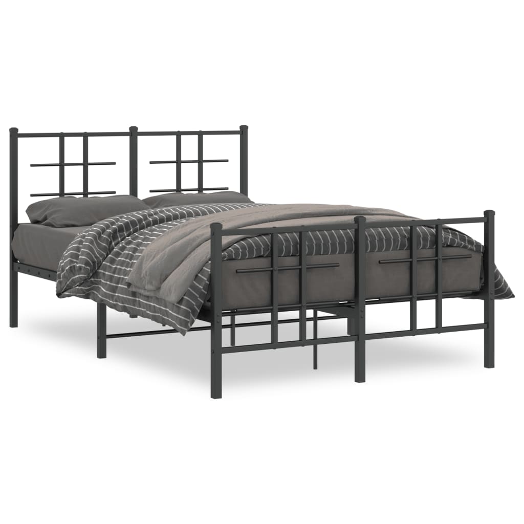 vidaXL Bed Frame | Black | Powder-coated Steel | Small Double | Bed Frame
