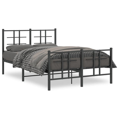 vidaXL Bed Frame | Black | Powder-coated Steel | Small Double | Bed Frame
