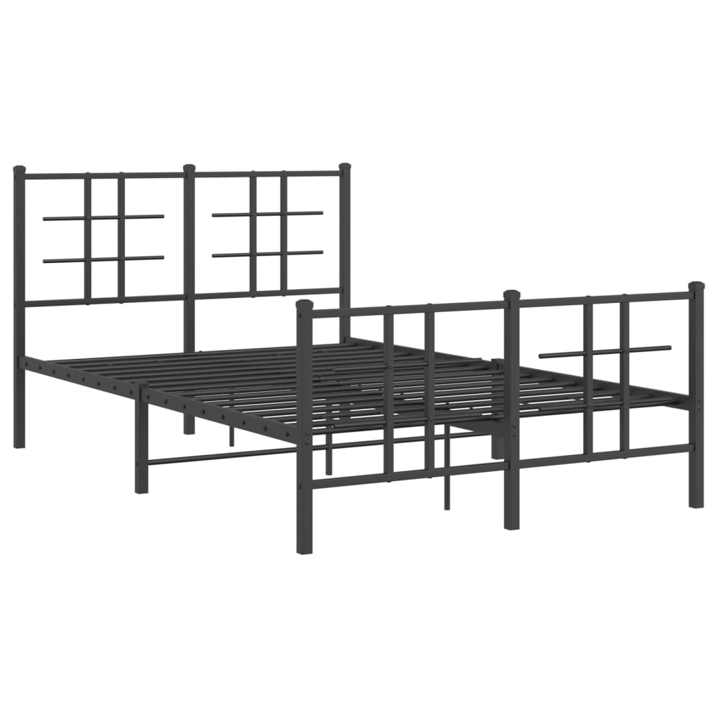 vidaXL Bed Frame | Black | Powder-coated Steel | Small Double | Bed Frame