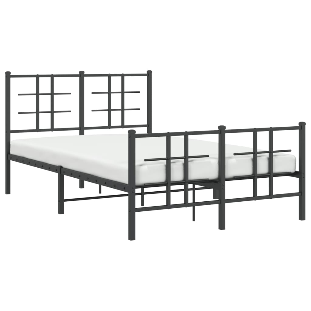 vidaXL Bed Frame | Black | Powder-coated Steel | Small Double | Bed Frame