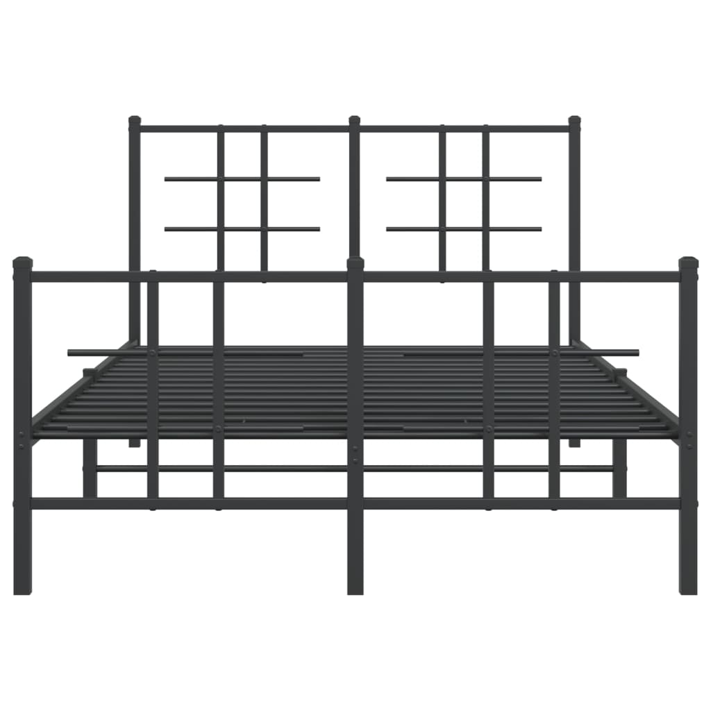 vidaXL Bed Frame | Black | Powder-coated Steel | Small Double | Bed Frame