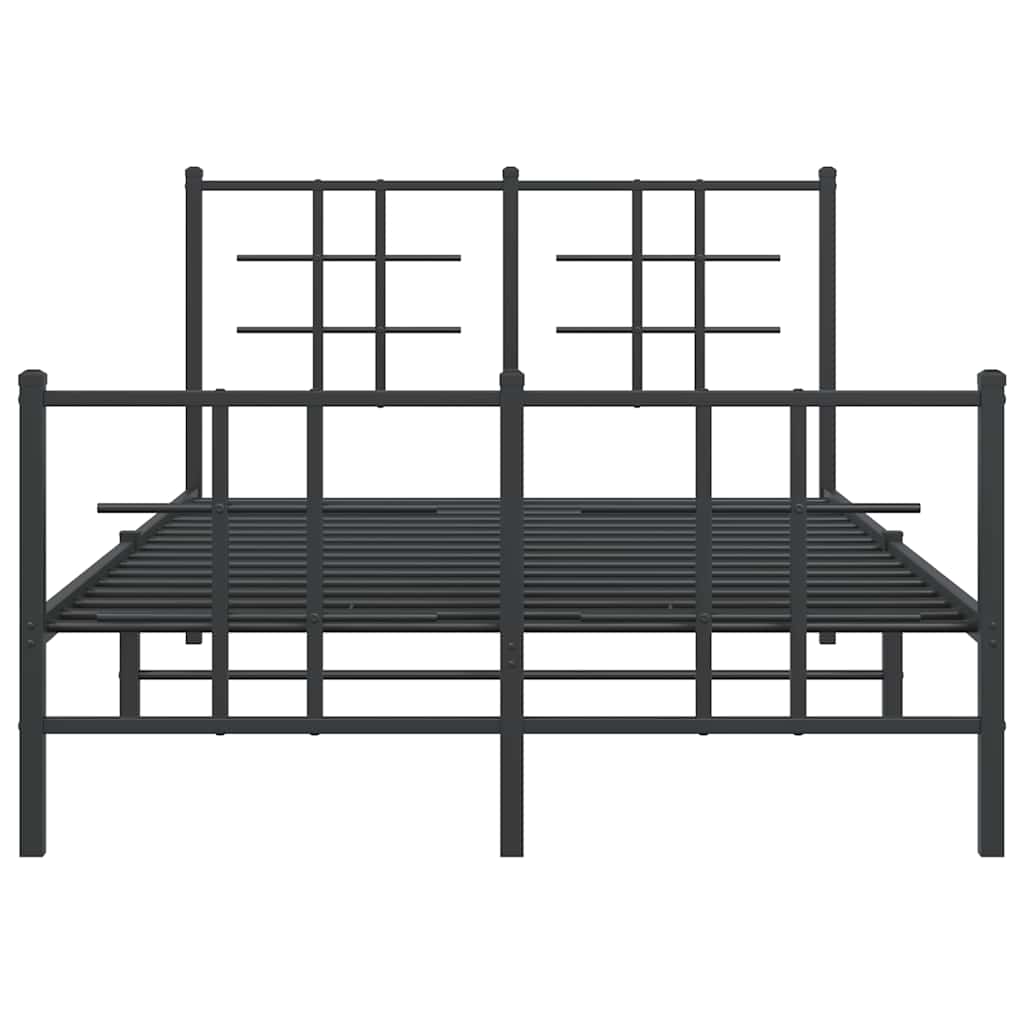 vidaXL Metal Bed Frame without Mattress with Footboard Black 120x190cm