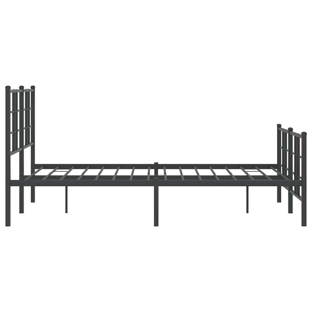 vidaXL Metal Bed Frame without Mattress with Footboard Black 120x190cm