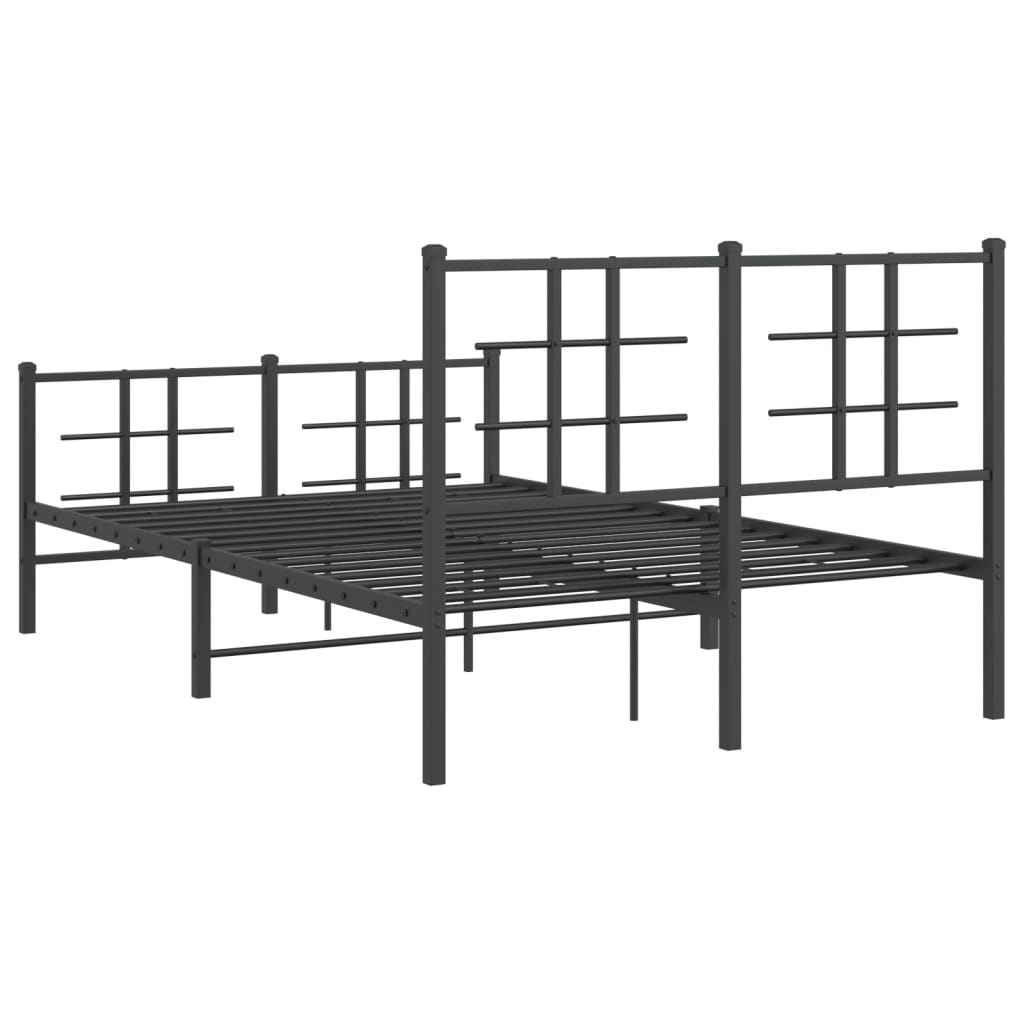 vidaXL Bed Frame | Black | Powder-coated Steel | Small Double | Bed Frame