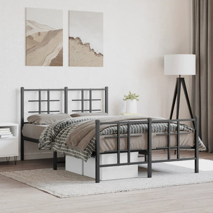 vidaXL Bed Frame | Black | Powder-coated Steel | Small Double | Bed Frame