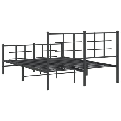 vidaXL Metal Bed Frame without Mattress with Footboard Black 135x190cm