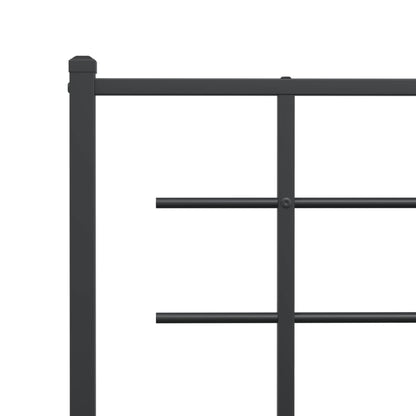 vidaXL Metal Bed Frame without Mattress with Footboard Black 135x190cm