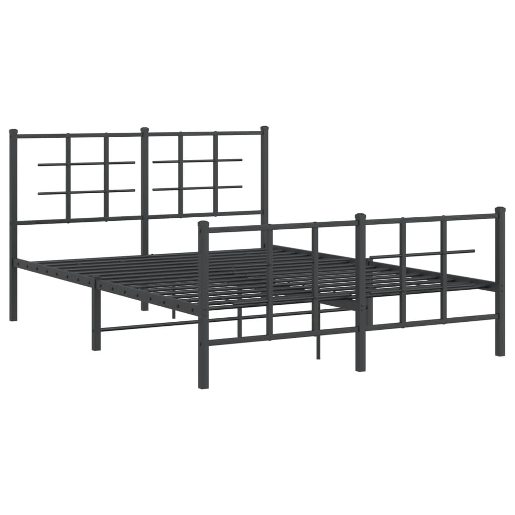 vidaXL Bed Frame | Black | Powder-Coated Steel | 140x190 cm | Modern | Bed Frame