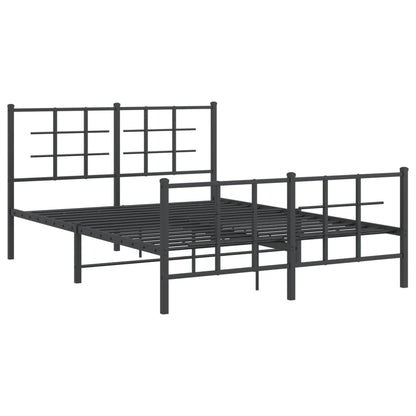 vidaXL Bed Frame | Black | Powder-Coated Steel | 140x190 cm | Modern | Bed Frame