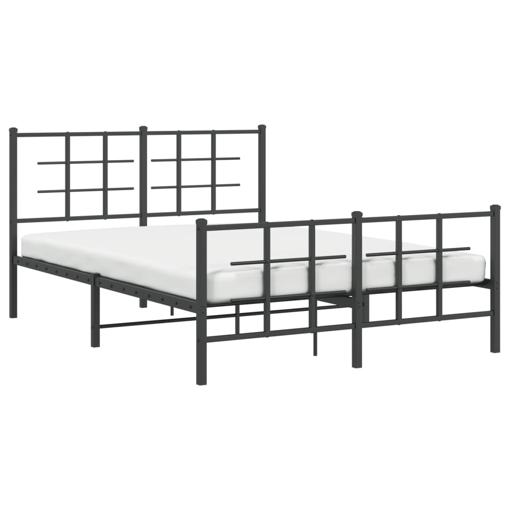 vidaXL Bed Frame | Black | Powder-Coated Steel | 140x190 cm | Modern | Bed Frame