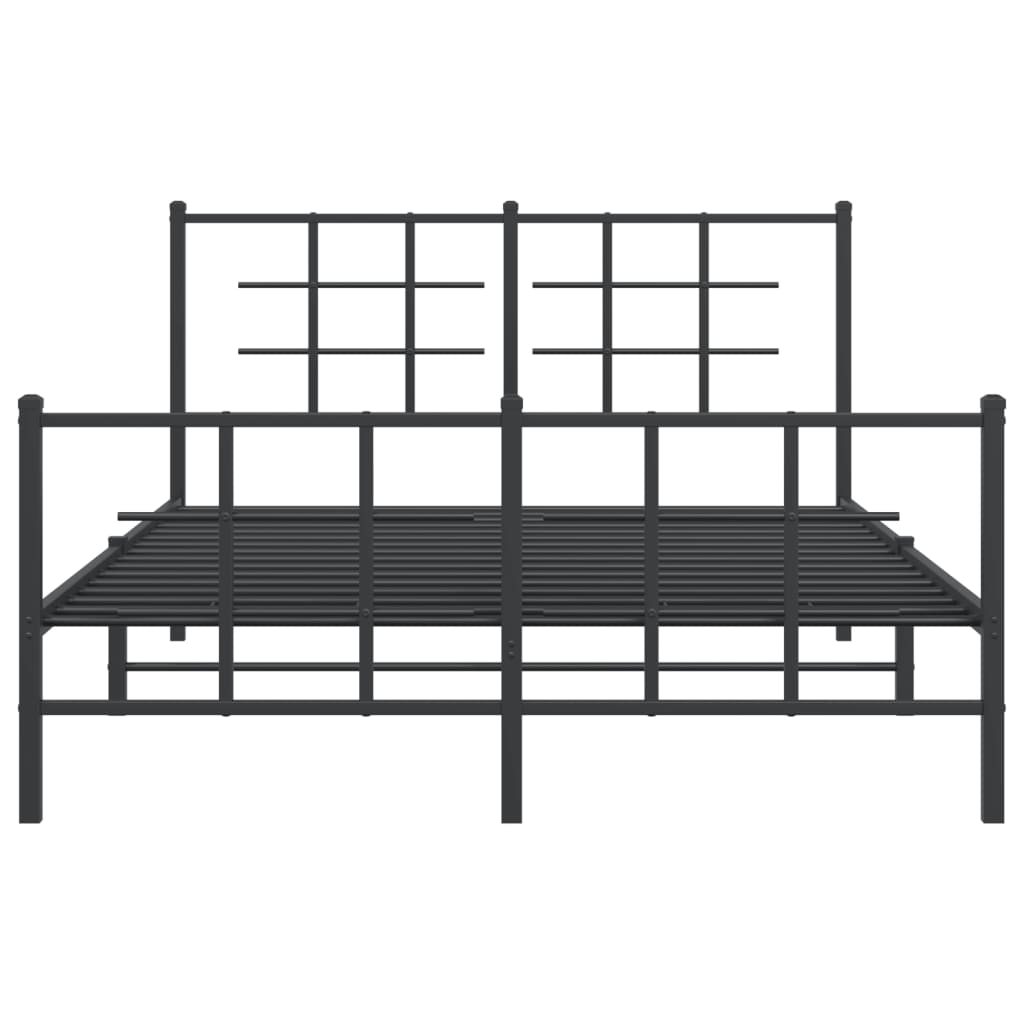 vidaXL Bed Frame | Black | Powder-Coated Steel | 140x190 cm | Modern | Bed Frame