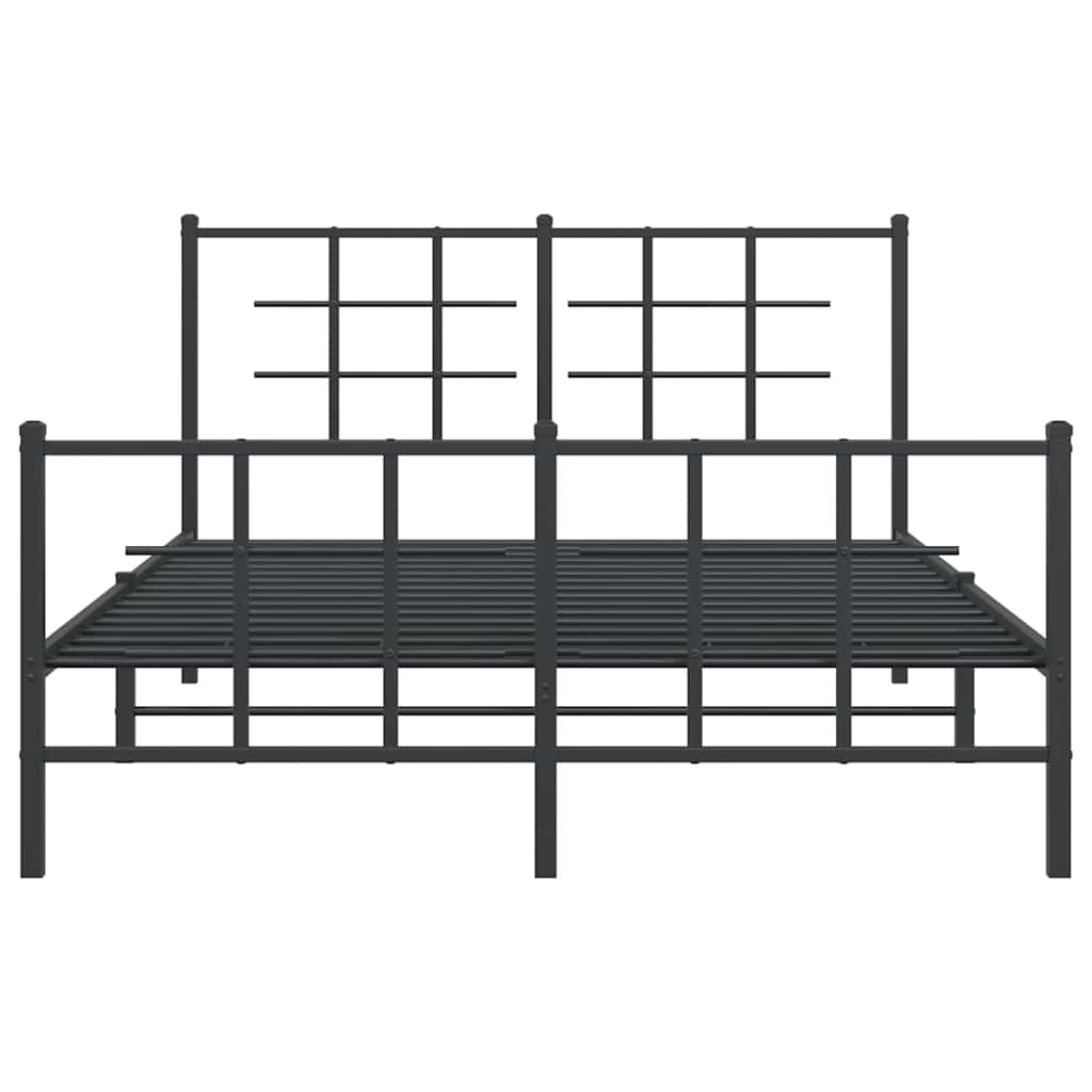 vidaXL Bed Frame | Black | Powder-Coated Steel | 140x190 cm | Modern | Bed Frame