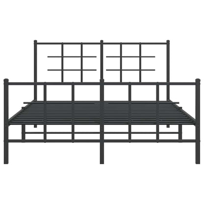 vidaXL Bed Frame | Black | Powder-Coated Steel | 140x190 cm | Modern | Bed Frame
