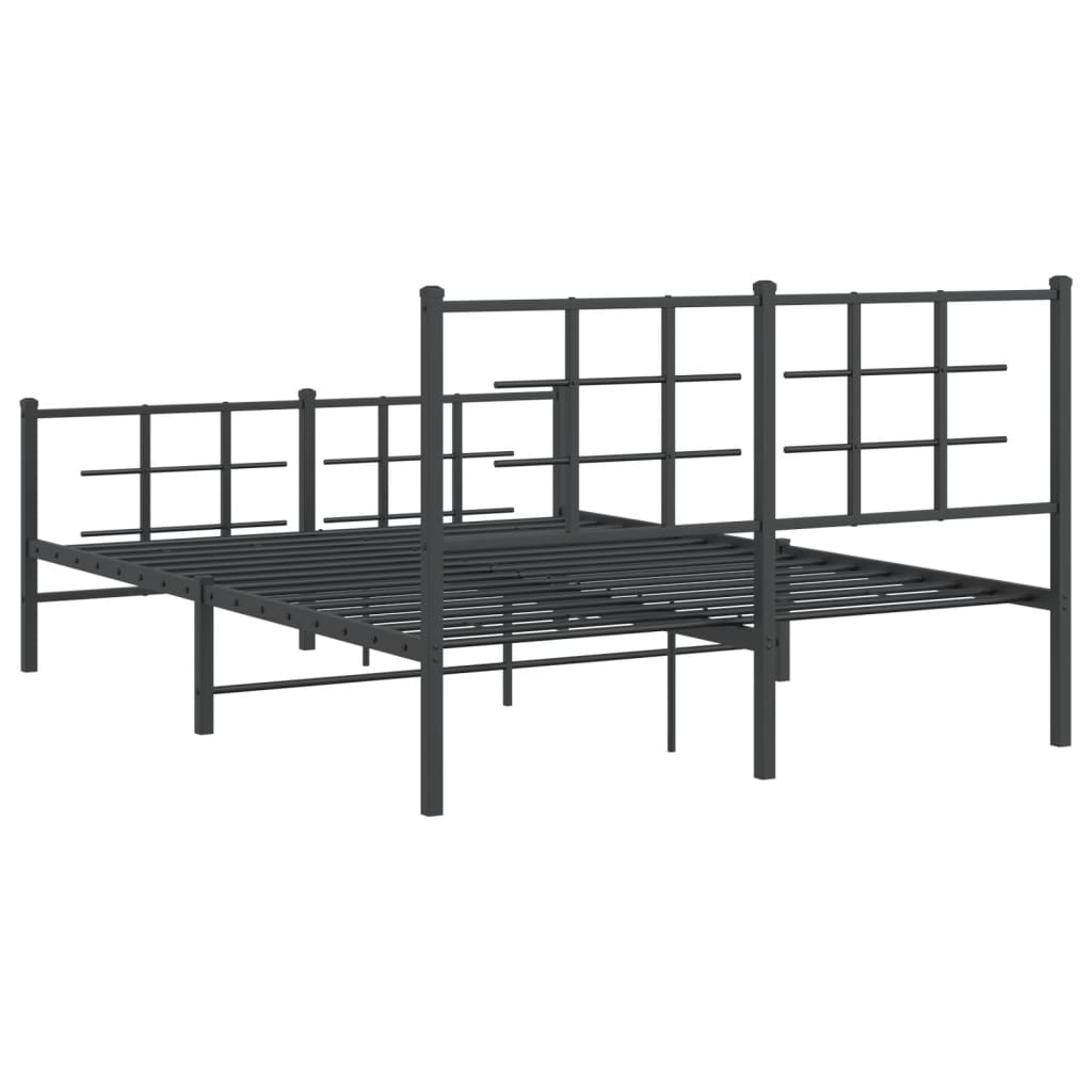 vidaXL Bed Frame | Black | Powder-Coated Steel | 140x190 cm | Modern | Bed Frame