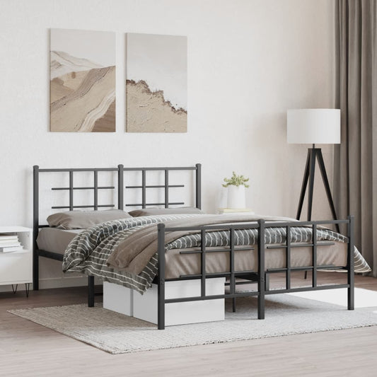 vidaXL Bed Frame | Black | Powder-Coated Steel | 140x190 cm | Modern | Bed Frame