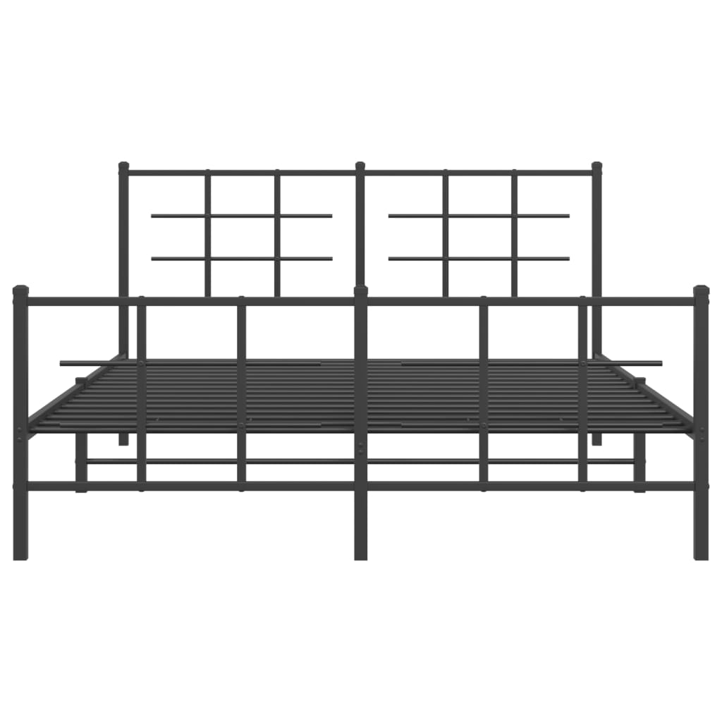vidaXL Metal Bed Frame without Mattress with Footboard Black 150x200cm