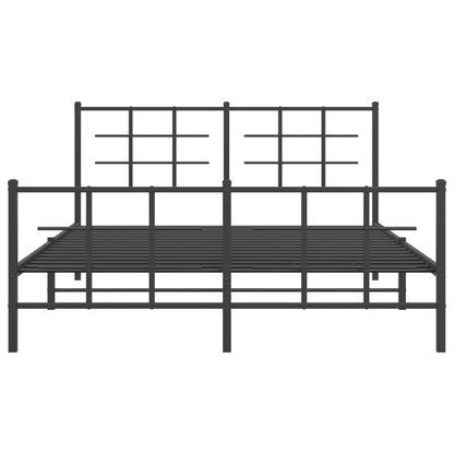 vidaXL Metal Bed Frame without Mattress with Footboard Black 150x200cm