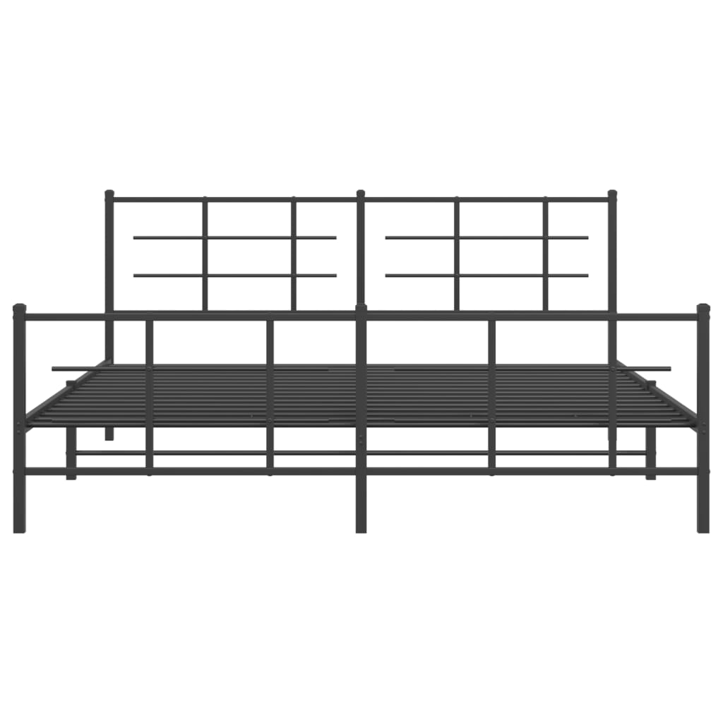 vidaXL Metal Bed Frame without Mattress with Footboard Black 183x213cm