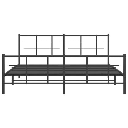 vidaXL Metal Bed Frame without Mattress with Footboard Black 183x213cm