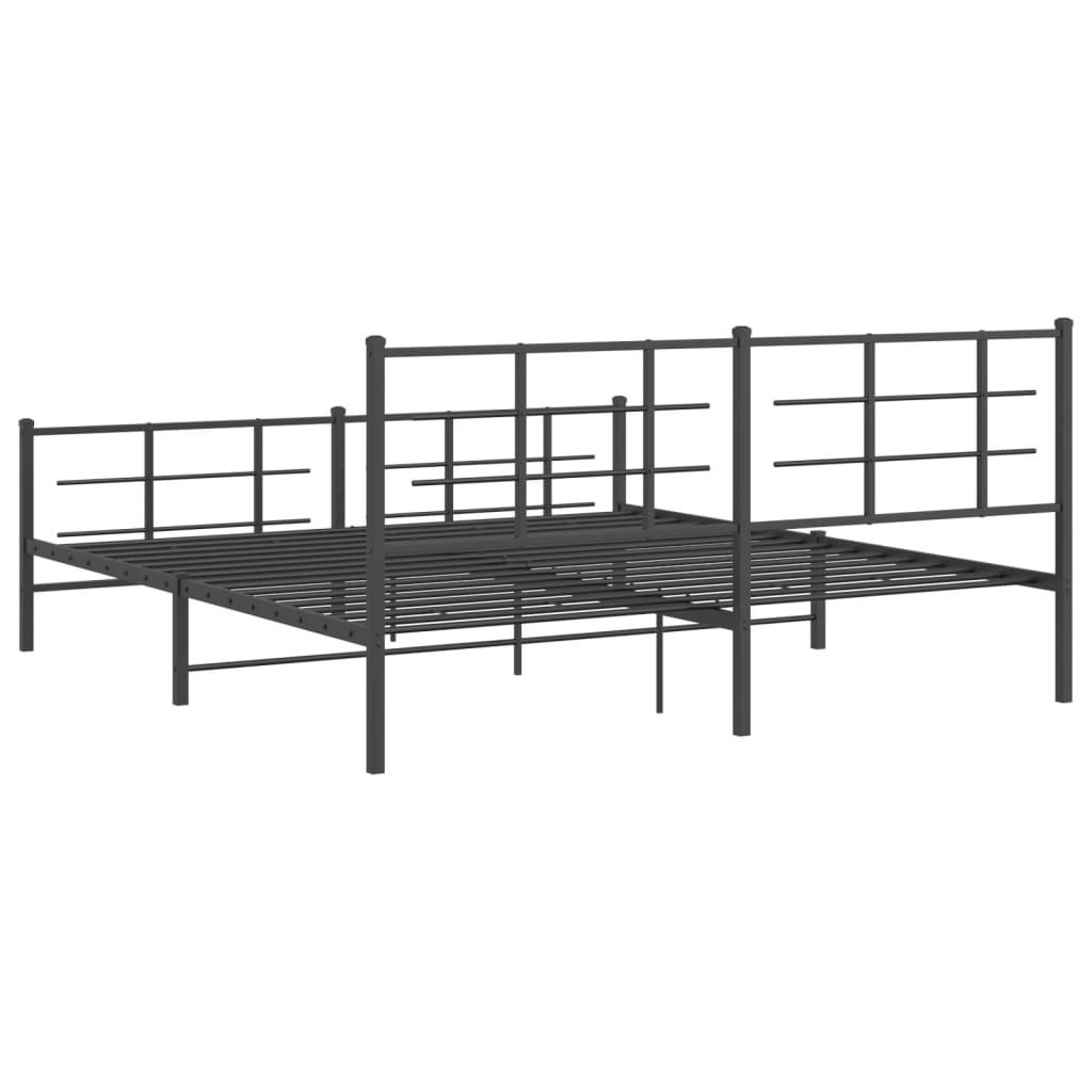 vidaXL Metal Bed Frame without Mattress with Footboard Black 183x213cm