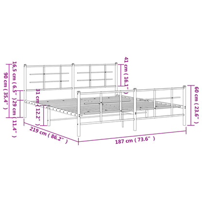 vidaXL Metal Bed Frame without Mattress with Footboard Black 183x213cm