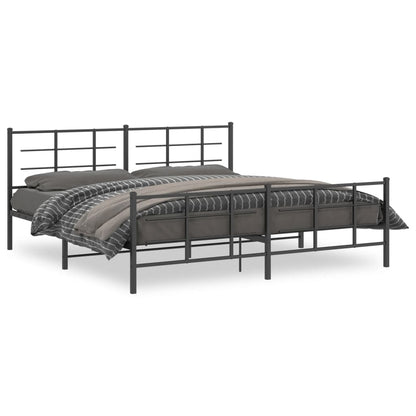vidaXL Bed Frame | Black | Steel | Double | Bed Frame | Rectangular | Modern