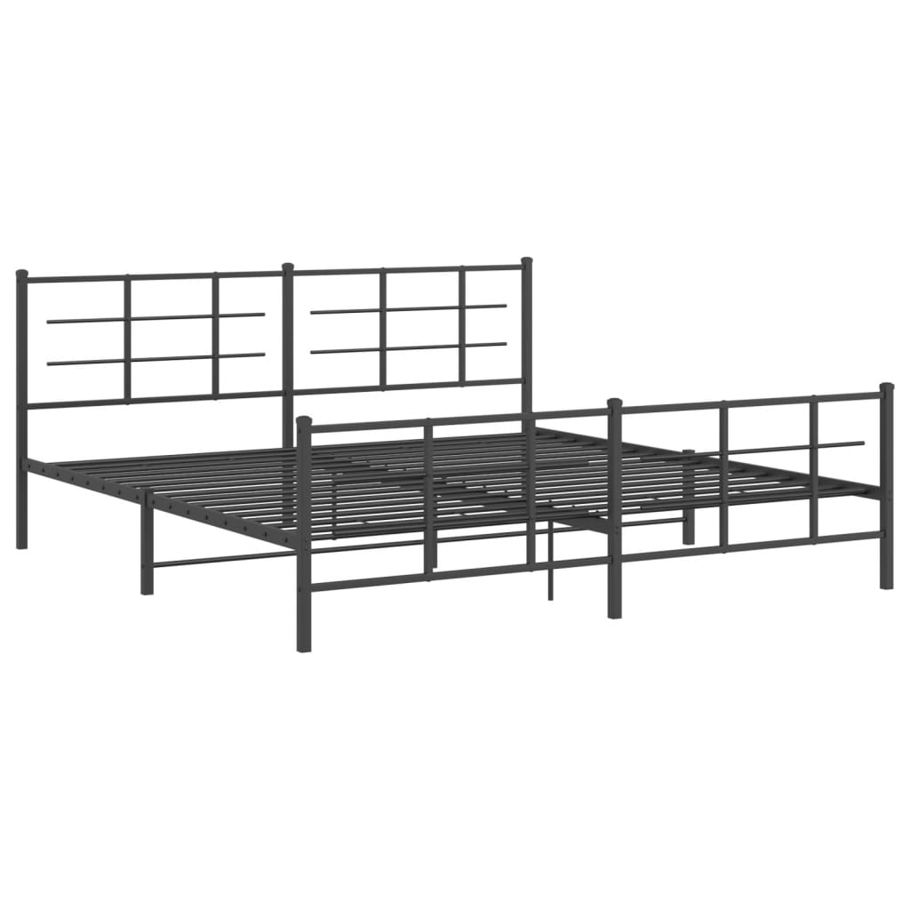 vidaXL Bed Frame | Black | Steel | Double | Bed Frame | Rectangular | Modern