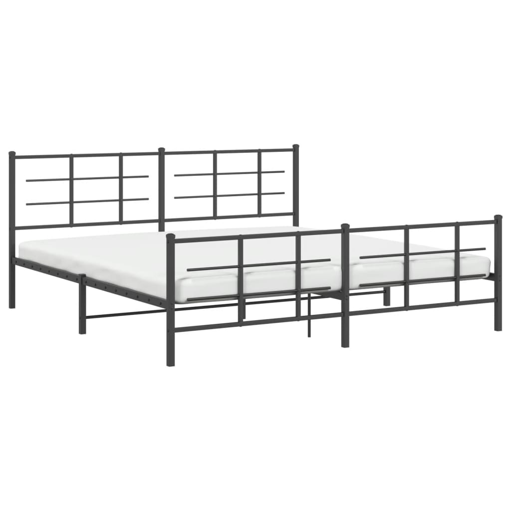 vidaXL Bed Frame | Black | Steel | Double | Bed Frame | Rectangular | Modern