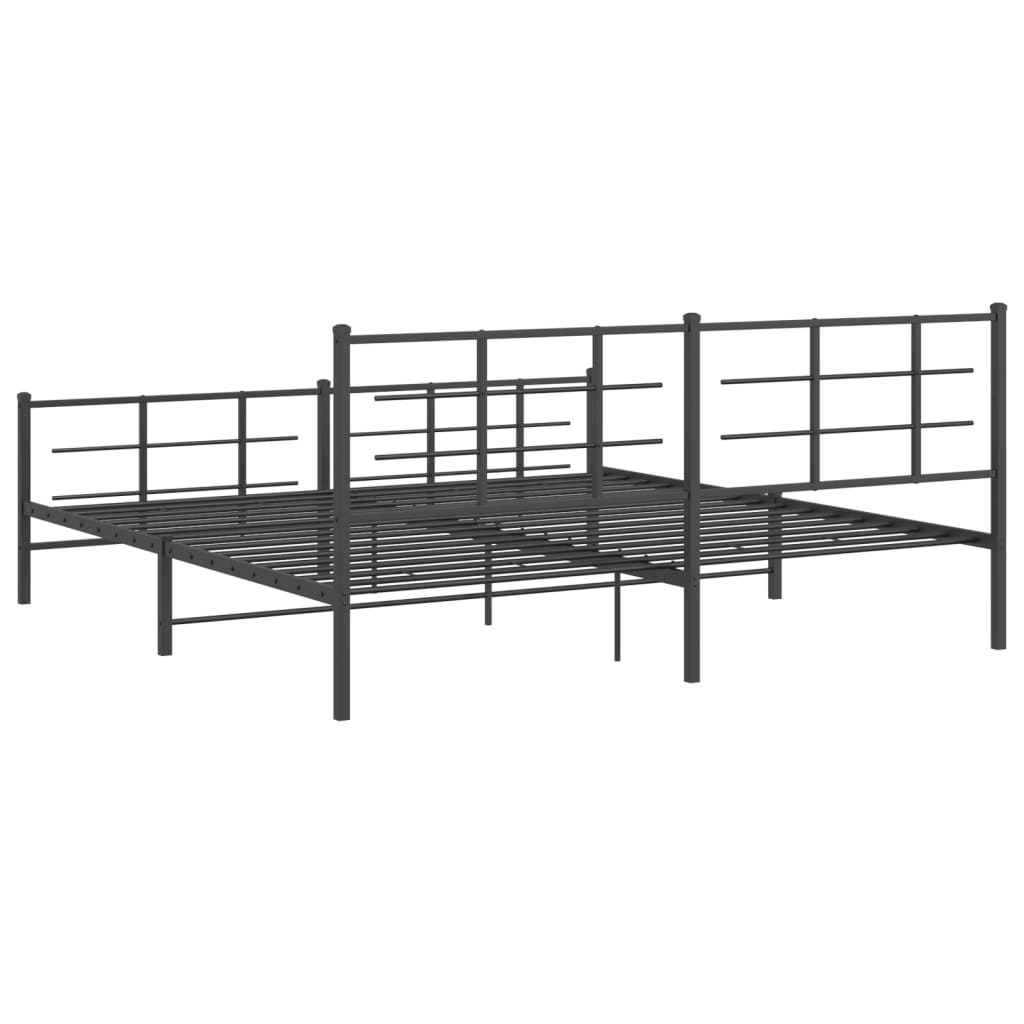 vidaXL Bed Frame | Black | Steel | Double | Bed Frame | Rectangular | Modern